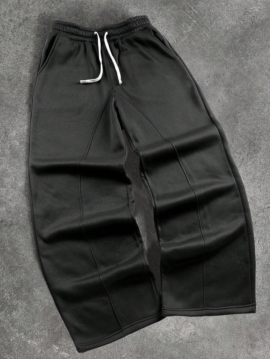 PAVTROS Men's Casual Loose Drawstring Sweatpants, Street Style - Black - View 1