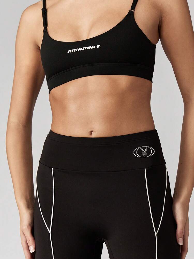 Missguided x Playboy High Rise Flared Yoga Pants Split Hem Bootcut Active Leggings Wide Leg Bottoms Fall Winter Casual