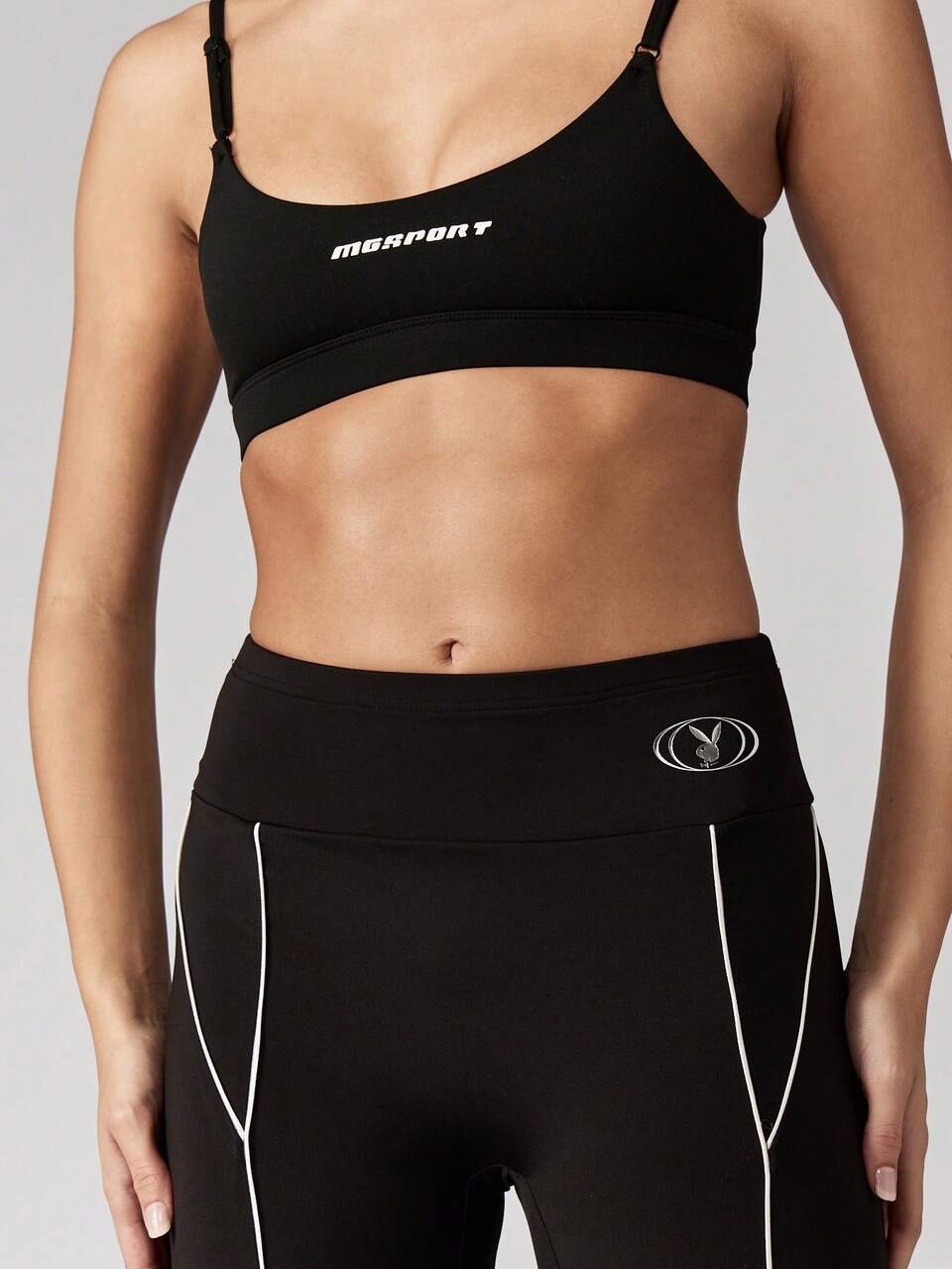 Missguided x Playboy Hoher Bund Bootcut Yoga Hosen mit Schlitz am Saum, weite Beine, Lässig für Herbst und Winter