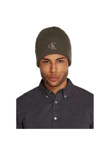 Calvin Klein Thick Embroidery Men's Knitted Hats Beige - Brindle - View 3