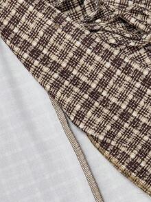 SHEIN MOD 复古格纹女士秋季外套，翻领设计，侧腰系带，棕色大衣，时尚西装外套，适合秋季、冬季、外出、返校季、休闲场合，尽显优雅气质。这款修身西装外套配有侧腰带，适合新年、圣诞节、感恩节等各种场合，也适合商务休闲、办公室等工作场合，并带有法式风格。 - 咖啡棕 - 查看 7