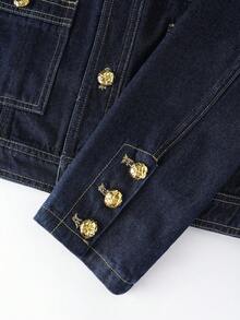 GlowEve Casual Washed Cropped Denim Top, Autumn - Blue - View 5