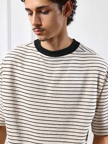 SUMWON Áo thun tay ngắn kẻ sọc cổ tròn dáng thường ngày đơn giản, mặc dạo phố, phù hợp cho mọi mùa, thiết yếu hàng ngày - Nhiều màu - Xem 4