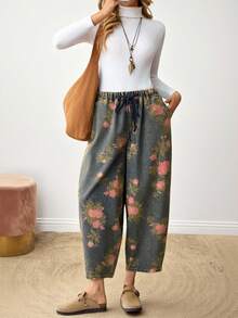 EMERY ROSE New Women's Jeans Loose Carrot Pants Printed Trousers Fall Women Winter For Women Christmas Women's Going Out Women's Country Pants Female Country Look - Dark Wash - View 1