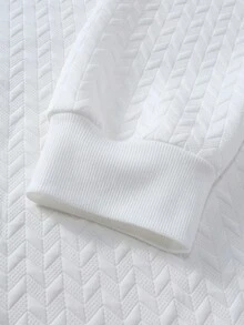 Manfinity Homme Men's Stand Collar Solid Color Long Sleeve Casual Embossed Pullover Sweatshirt - White - View 6