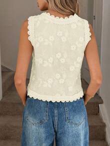 Easowa Women's Summer New White Embroidered Vest Blouse, Suitable For Romantic Vacation, Casual Office Commute, Vintage Style Lace White Top Women Summer Blouse Top Lace Blouse Lace Shirts