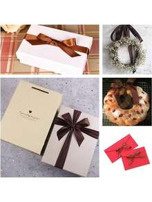 1/5PCS 4CM Wide Colorful Gift Wrapping Ribbon, Ribbon, Ribbon, Ribbon, For Rose Decoration, Gift Box Packaging Bow - Coffee Brown - View 4