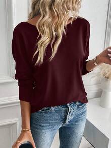 EMERY ROSE T-shirt col rond à manches longues avec design dos torsadé