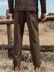 Manfinity Nomadique Men's Solid Color Straight Leg Loose Casual Pants, For Fall