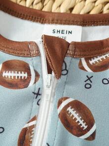 Baby Boy Knitted Crew Neck Long Sleeve Jumpsuit With Playful Pattern, Casual Loungewear For Spring/Summer - Multicolor - View 3