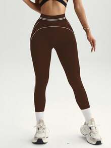 Easithlete 1 Stück feuchtigkeitsableitende Stoff Kontrast Farbband Design Basis Schwarz & Weiß Sporthose, geeignet für Training, Yoga, nahtlos