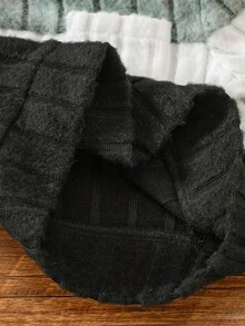 SHEIN 2 件套新生儿休闲多色口袋舒适条纹针织露肩纽扣长袖圆领 T 恤和松紧腰裤，适合春秋冬季 - 彩色 - 查看 4