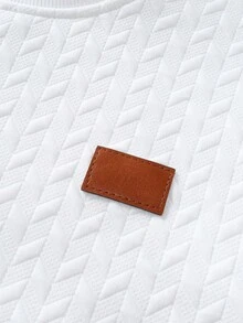 Manfinity Homme Men's Stand Collar Solid Color Long Sleeve Casual Embossed Pullover Sweatshirt - White - View 5