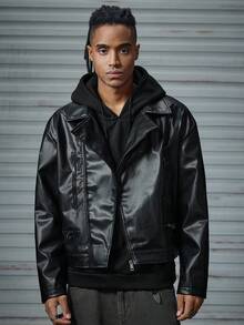 AXEPEAK Men's Solid Color Zipper Casual Fashion Long Sleeve Jacket, Versatile, For Fall Winter, Grunge