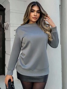 Elenzga Grey Backless Long-Sleeved Sweatshirt For Women,Summer Chic Night Out Casual Office Fashion,Straight-Leg Elegant Party Halloween Christmas New Year - Grey - View 2
