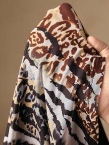 Anewsta Women's Elegant Digital Print Collar Long Sleeve Blouse