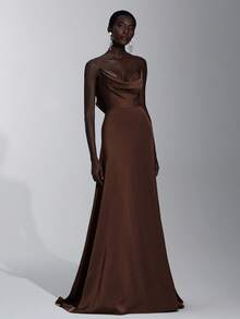 Elitara Elegant & Luxurious Backless Ruffle Trim Bridesmaid Dress