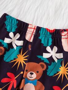2pcs Young Boy Christmas Pajama Set,Cute Penguin,Bear,Snowman,Gingerbread Man & Candy Print Snug Fit Long Sleeve Top And Pants,Autumn Family Matching - Multicolor - View 3