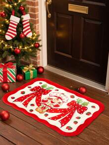 Strawberry Shortcake X SHEIN Thảm nhung dày, chống trượt, mềm mại, in hình nơ và nhân vật hoạt hình, họa tiết dễ thương, thích hợp đặt ở lối vào, phòng tắm, v.v., nhiều kích cỡ khác nhau, là một ý tưởng quà tặng tuyệt vời. - Đỏ - Xem 2