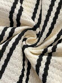 SHEIN Pregnancy Casual Color Block Stripe Side Slit Fitted Midi Dress Maternity Dress - Khaki - View 7