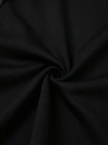 Anewsta 女士圆领荷叶边修身优雅迷人短袖 T 恤 - 黑色 - 查看 8