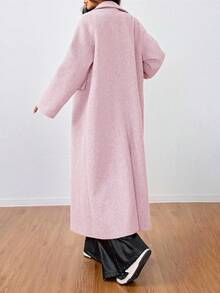 SHEIN Unity Casual Lapel Long Overcoat - Pink - View 2