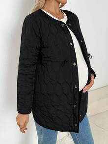 SHEIN Solid Color Casual Loose Fit Long Sleeve Warm 3-In-1 Maternity Jacket Winter Clothes Chic - Black - View 7