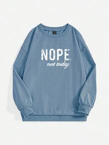 EMERY ROSE Women's Spring And Autumn Casual Letter Printed Sweatshirt Graduation,Back To School Outfits,Graduation,Teacher Outfits For Women,Back To School Pullover Fall Outfit - Blue - View 3