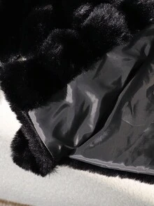 1pc Girls Soft Faux Fur Jacket, Elegant Long Sleeve Short Fitted Hooded Coat, Suitable For Autumn/Winter