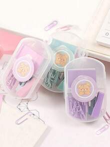 1PC Portable Mini Stapler Morandi Color Binding Machine Metal Stapler With Stapler Stationery Paper Binder Stapler Set School Supplies(Labels Are Random And Not Fixed),Back To School,School Supplies - Pink - View 4