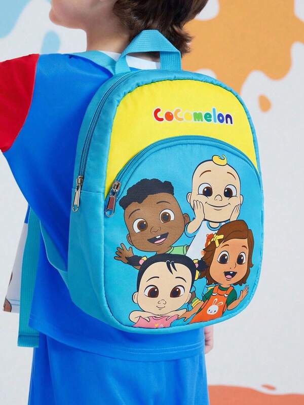 CoComelon X SHEIN 1pc Cute Cartoon Pattern Printed Polyester Backpack With Adjustable Shoulder Straps, JJ, Nina, Cici, Cody, Friendship, For Back To School