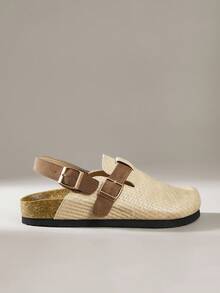 Solecia Women's Slip-On Thick Sole Mule Shoes, Spring/Autumn - Apricot - View 1