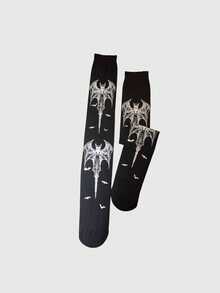 ROMWE Goth Women Over The Knee Socks - Black - View 5