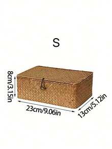 1pc Of Covered Woven Basket, Covered Woven Wicker Storage Box, Rectangular Storage Box, Covered Toy Storage Box, Beautiful Room Decoration, Home Decoration, Kitchen Decoration, Bathroom Decoration, Bedroom Decoration, New Year And Valentine's Day Gift