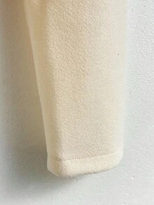 GlowEve Women's Autumn/Winter New High-End Spliced Ribbon Front Button Woolen Coat - Apricot - View 7