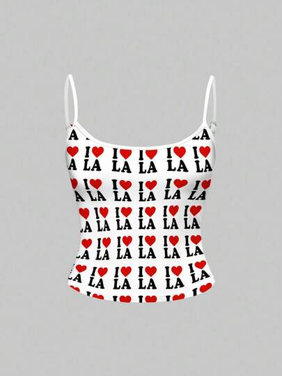 Grunge Punk Camiseta de tirantes blanca con estampado completo vintage sexy con lema "Sexy Babe" y corazón para mujer