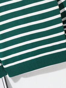 青少年男孩休闲条纹立领开衫秋冬女孩服装 - 墨綠色 - 查看 5