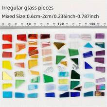 150克/5.3盎司混合尺寸玻璃马赛克瓷砖，DIY艺术项目工艺用品，家居装饰工艺配件玻璃用品