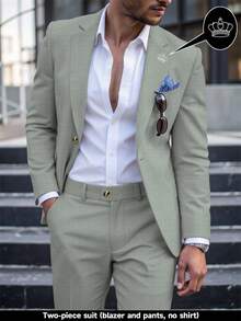 Manfinity Mode Men's Casual Business 2 Pieces Suit, Solid Color Suit Blazer And Pants, Simple Fashion Casual Daily Wear Wedding Suit Prom Suit Men, Suitable For Valentine's Day Anniversary And Other Occasions, It Is A Great Gift For Your Boyfriend Or Husband, Old Money