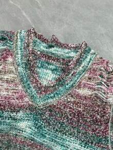 Manfinity CasualKnits 男士休闲渐变色做旧针织背心，秋季 - 薄荷藍 - 查看 3