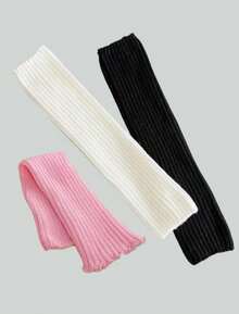 ROMWE Kawaii 3双女士暖腿套 - 黑白粉色 - 查看 5