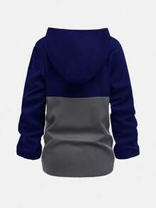 SHEIN Kurtka wiatrówka dla chłopców z tkaniny, z kapturem i kolorowym blokiem kolorów, kurtka sportowa na świeżym powietrzu - Wielokolorowe - Zobacz 2