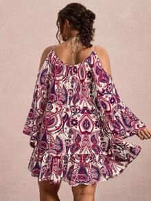 Freevana Robe camisole à imprimé floral épaules dénudées pour femmes grande taille, style casual