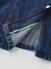 GlowEve Women's Turndown Collar Long Sleeve Single-Breasted Pocket Casual Denim Dress