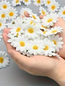 1/50/100/150/200/250 piezas Cabezas de flores de margarita blanca de seda de 4cm Decoración artificial para ramos de boda, manualidades DIY, regalos nupciales, accesorios de fotografía, decoración de pasteles, flores falsas, decoraciones de fiesta de cumpleaños, graduación y boda de otoño