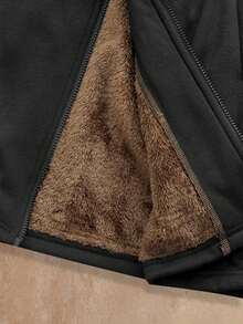 Manfinity BRENVOR Men's Thermal Lined Hooded Mid-Length Trench Coat, Autumn/Winter Hooded Jacket Men Outerwear Long Jacket Men Plus Size Coat Men Winter Clothes - Black - View 6