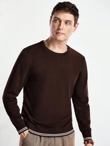 Manfinity CityGents Men's Solid Color Crew Neck Long Sleeve Casual Pullover Sweater, Autumn/Winter