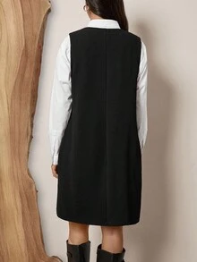 SHEIN LUNE Plus Size Spring Summer Autumn And Winter Seasons Sleeveless Texture Classic Simple Comfortable Casual Relaxed Old Money Style Vest Style Women's Dress Vacation Outfits Woman,Modest Dresses For Women,Airport Outfit For Women,Boho Dress Women,Resort Wear Women,Club Dress,Tropical Dress,Spring/Summer