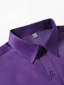 Manfinity Mode 加大码男士纯色长袖纽扣衬衫，休闲商务款，秋季款