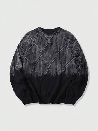 Street Life Maglione casual a girocollo con sfumatura, stile grunge, adatto per autunno e inverno, per uomo